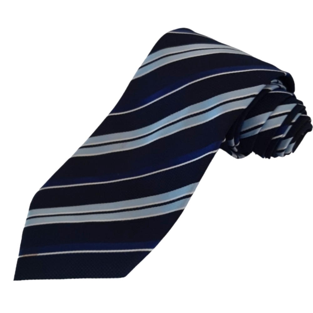 Bergamo New York Black and Blue Striped 57" x 3" Neck Tie